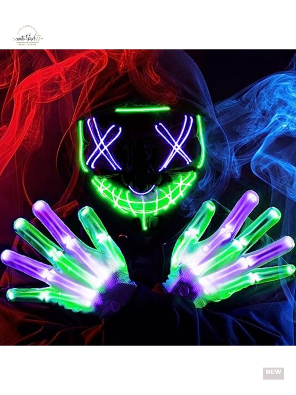 JOYIN Halloween LED Mask and Gloves Set Glow in the Dark Costume Accessory 3